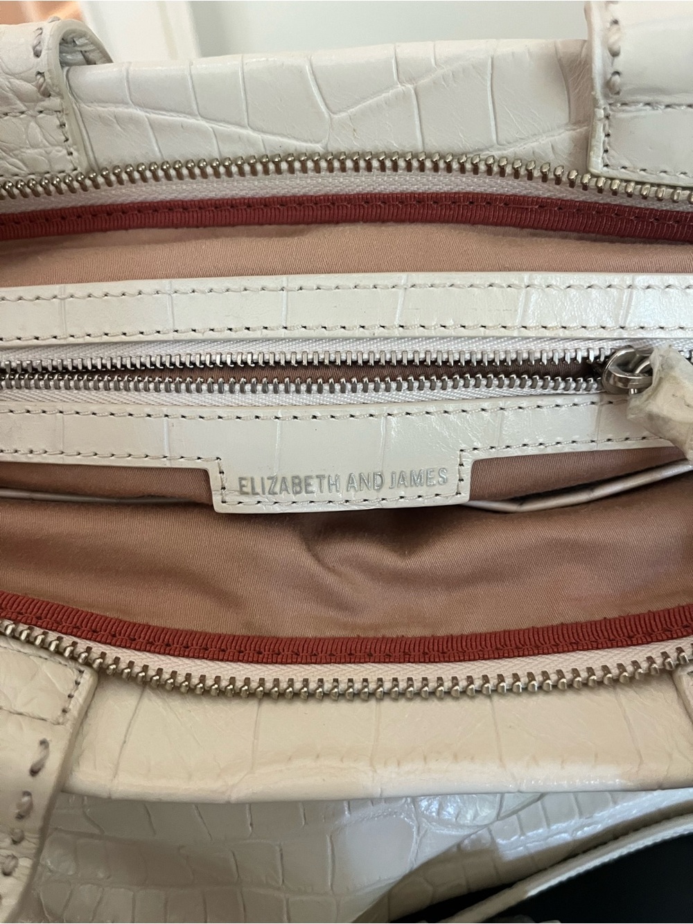 Elizabeth and James Cream Croc-Embossed Shoulder Tote - Picture 6 of 8